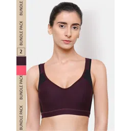 College Girl Pack of 2 Non-Padded Non-Wired Cotton Sports Bra CG-SB15-Wine-Crt-picture-33