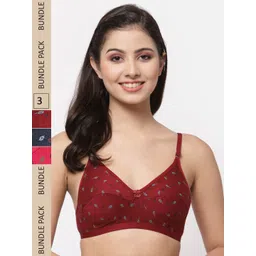 College Girl Pack of 3 Cotton Non Padded Floral Bra-picture-13