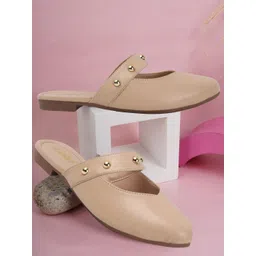 Colo Women Embellished Round Toe Mules with Buckles Flats-picture-18