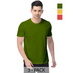 COLOR CAPITAL Pack of 3 Unisex Solid Round Neck Cotton T-Shirts-picture-30