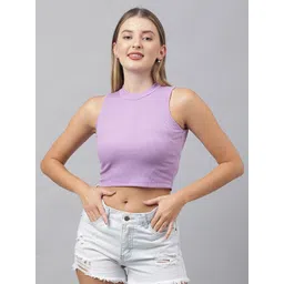 COLOR CAPITAL Round Neck Fitted Crop Top-picture-28