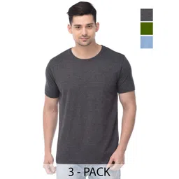 COLOR CAPITAL Unisex Pack Of 3 Solid Round Neck Cotton T-shirts-picture-25
