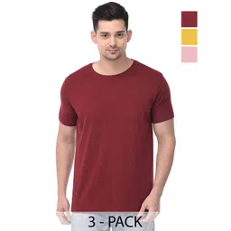 COLOR CAPITAL Unisex Pack Of 3 Solid Round Neck Cotton T-shirts-picture-23