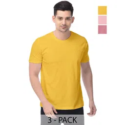 COLOR CAPITAL Unisex Pack Of 3 Solid Round Neck Cotton T-shirts-picture-24