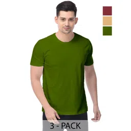 COLOR CAPITAL Unisex Pack Of 3 Solid Round Neck Cotton T-shirts-picture-16