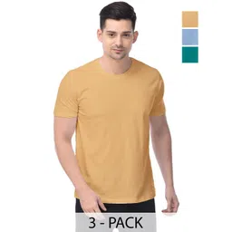 COLOR CAPITAL Unisex Pack Of 3 Solid Round Neck Cotton T-shirts-picture-20