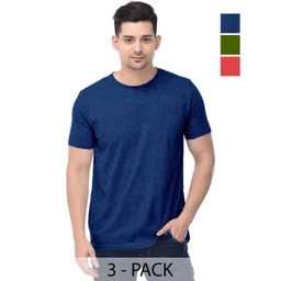 COLOR CAPITAL Unisex Pack Of 3 Solid Round Neck Cotton T-shirts-picture-18