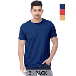 COLOR CAPITAL Unisex Pack Of 3 Solid Round Neck Cotton T-shirts-picture-22