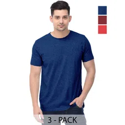 COLOR CAPITAL Unisex Pack Of 3 Solid Round Neck Cotton T-shirts-picture-34