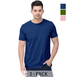 COLOR CAPITAL Unisex Pack Of 3 Solid Round Neck Cotton T-shirts-picture-35