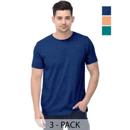 COLOR CAPITAL Unisex Pack Of 3 Solid Round Neck Cotton T-shirts-picture-38