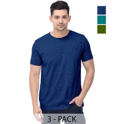 COLOR CAPITAL Unisex Pack Of 3 Solid Round Neck Cotton T-Shirts-picture-36