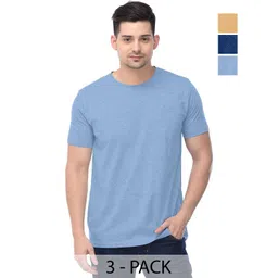 COLOR CAPITAL Unisex Pack Of 3 Solid Round Neck Cotton T-shirts-picture-25