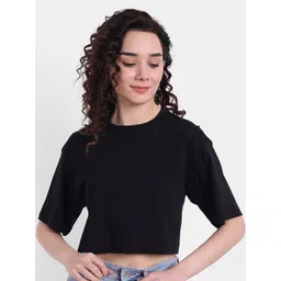 COLOR CAPITAL Women Black Boxy T-shirt-picture-13