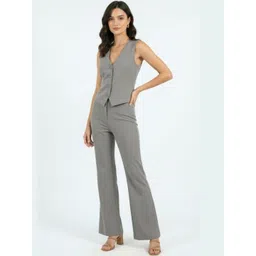 COLOR CAPITAL Women Tailored Flared High-Rise Trousers-picture-19