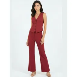 COLOR CAPITAL Women Tailored Flared High-Rise Trousers-picture-21