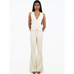 COLOR CAPITAL Women Tailored Flared High-Rise Zip Trousers-picture-24