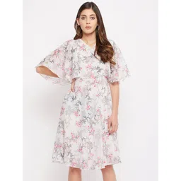 Color Cocktail Women Off White Floral Printed A-Line Dress-picture-33