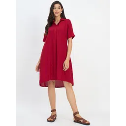 Color Cocktail Women Shirt Collar Shirt Dress-picture-27