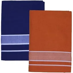 Color Kerala style (Mundus) Dhotis for Men Blue and Kaavi(saffron) (Free Size Assorted Veshti (Kaili) Pack of 2-picture-12