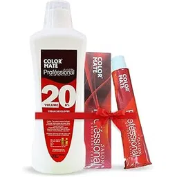 Color Mate Salon Professional hair colourant creme (2 tubes) 80g + Hair Colour Developer 20 Vol 6% | 1000 Ml COMBO. (copper brown 4.4)-picture-50