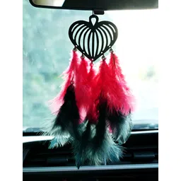 COLOR SPLASH Black & Red Heart Car Feathers Dream Catcher-picture-12
