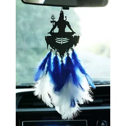 COLOR SPLASH Blue & White Lord Shiva Feathers Car Dream Catcher-picture-30