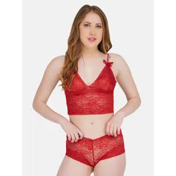 COLOR STYLE Self Design Lace Net Baby Doll-picture-27