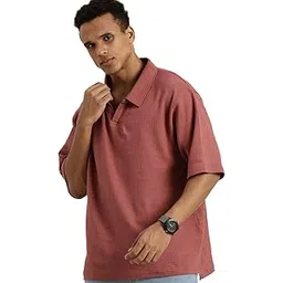 ColorChakra Mens Stylish Waffle Knitted Polo Collar Tshirt Plain Regular fit Solid T-Shirt M to 4XL-picture-54