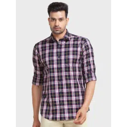 ColorPlus Blue Cotton Tailored Fit Checks Shirt-picture-25