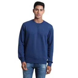 ColorPlus Blue Cotton Tailored Fit Sweatshirt-picture-31