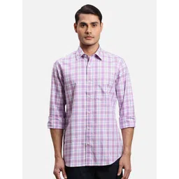 ColorPlus Checked Spread Collar Cotton Casual Shirt-picture-12
