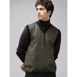 ColorPlus Checked V-Neck Sweater Vest-picture-32