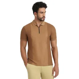 ColorPlus Dark Brown Pure Cotton Regular Fit Short Sleeves Polo T-Shirt-picture-25