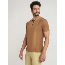 ColorPlus Dark Brown Pure Cotton Regular Fit Short Sleeves Polo T-Shirt image 4