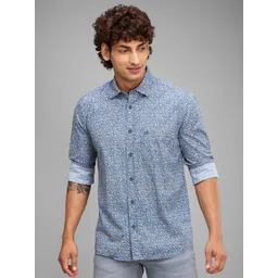 ColorPlus Floral Printed Spread Collar Long Sleeves Cotton Casual Shirt-picture-24