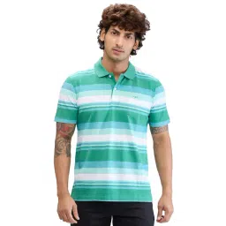 Colorplus Green Classic Fit Striped Polo T-Shirt-picture-17