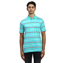 ColorPlus Green Cotton Classic Fit Striped Polo T-Shirt-picture-47