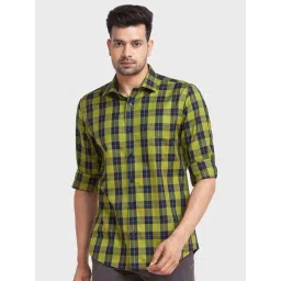ColorPlus Green Cotton Tailored Fit Checks Shirt-picture-44