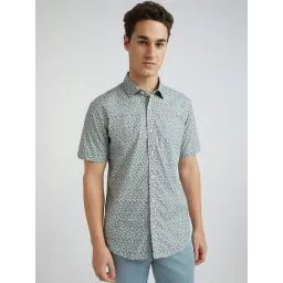 ColorPlus Grey Pure Cotton Tailored Fit Printed Shirt-picture-12