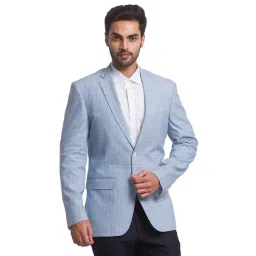ColorPlus Light Blue Slim Fit Check Blazer-picture-27