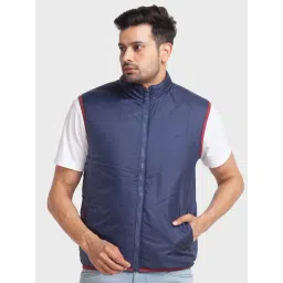 ColorPlus Maroon & Blue Tailored Fit Reversible Jacket-picture-17