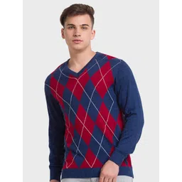 ColorPlus Men Blue & Red Checked Pullover-picture-24