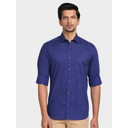 ColorPlus Men Blue Printed Tailored Fit Casual Shirt-picture-28