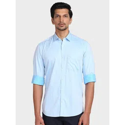 ColorPlus Men Blue Tailored Fit Striped Casual Shirt-picture-23