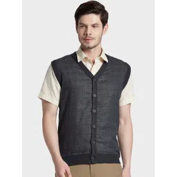 ColorPlus Men Grey & Black Checked Sweater-picture-17