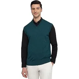 colorplus Men Regular Fit Plain Pattern Marino Wool Acryalic Blend Sleeveless V Neck Casual Sweater-picture-11