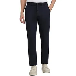 colorplus Men Regular Fit Print Pattern Cotton Spandex Blend Flat Front Casual Trouser Blue-picture-12