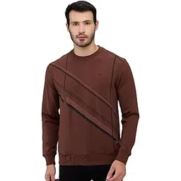 colorplus Men Regular Fit Print Pattern Poly Cotton Spandex Blend Full Sleeve Henley Neck Casual Sweatshirt (Size: M)-COAB00053-O8 Dark Brown-picture-42
