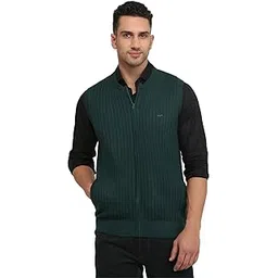 colorplus Men Regular Fit Structure Pattern Acro Wool Blend Sleeveless V Neck Sweater-picture-36